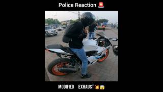 Police reaction on R15 modified exhaust 😱💥 bikerboydipu shorts reaction tranding [upl. by Nyrraf]