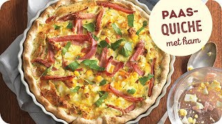 Paasbrunch recept Stevige quiche met ham en ei [upl. by Iaht46]