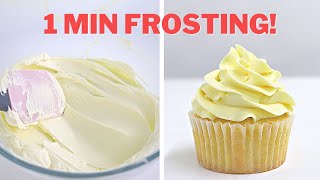 Silky BUTTERCREAM icing in 1 MINUTE │ Frosting recipe for cupcake PIPING amp cakes [upl. by Dacie]