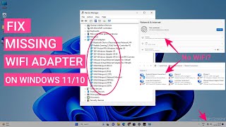 Fix WiFi Adapter Missing In Windows 1110  Get Back Wireless Adapter [upl. by Sirromal]