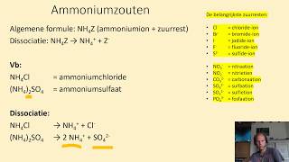 Indeling van zuivere stoffen deel 3 ammoniumzouten anorganische stofklassen [upl. by Johiah462]