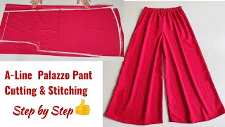 ALine Palazzo Cutting and stitching  Palazzo pant and stitching Very Easy Flared Palazzo cutting [upl. by Sabella]