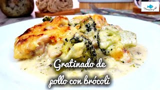 POLLO y BROCOLI GRATINADOS con crema de queso pollogratinado gratinadodepollo [upl. by Ynohtnael794]