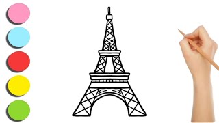 Eiffel Tower Drawing Painting amp Coloring for Kids amp Toddlers  Eiffel Tower Drawing For Kids [upl. by Allebara]