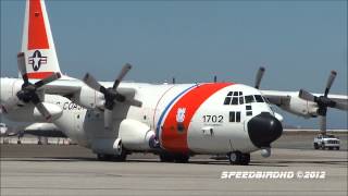 US Coast Guard Hercules C130H 1702 Engine Start Taxi and Takeoff [upl. by Can]