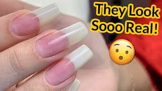 Hyper REALISTIC Nails with Acrylic 😳🤯 NEW NAIL TREND💅🏼 NATURAL NAIL DUPE [upl. by Frodine]