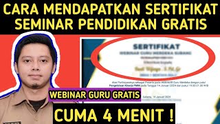 CARA MENDAPATKAN SERTIFIKAT SEMINAR PENDIDIKAN GRATIS DI WEBINAR UNTUK EKINERJA PMM DOWNLOAD GRATIS [upl. by Carmina]