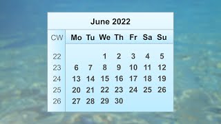 June 2022 Calendar [upl. by Retrac524]