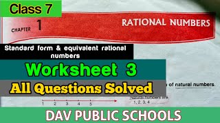 DAV class 7 maths chapter 1 worksheet 3 all questions [upl. by Harday]