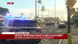 Pedestrian critically injured in Kalihi crash [upl. by Atiluj]