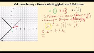 Vektorrechnung  Lineare Abhängigkeit 3 Vektoren [upl. by Airda901]