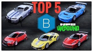 TOP 5 FASTEST quotBquot CLASS CARS amp BUILDS IN NFS UNBOUND [upl. by Ycnan840]