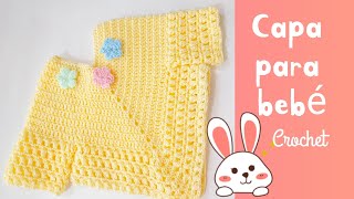 Capita o Poncho para bebé tejido en crochet  con mangas  de 03 meses Te va a encantar 🌻🌻🌻 [upl. by Herschel694]