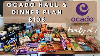 £108 FAMILY OF 7 OCADO FOOD HAUL prices meal ideas dinner plan food shopping grocery haul [upl. by Hetti162]