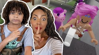 Here Piggy Piggy Mommy Tries to Catch us in Roblox and FAILS Big LOL [upl. by Arreit]