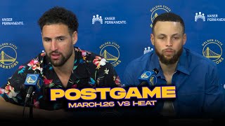 WarriorsHeat Postgame Steph Klay Coach Kerr Reactions  March 26 2024 [upl. by Gradey]