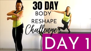 DAY 1 30 DAY BODY RESHAPE CHALLENGE  20 Min Low Impact Beginner Workout  Fitness test [upl. by Ayyidas]