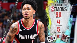 Anfernee Simons Highlights 38 points  Trail Blazers at Clippers  Dec 11 [upl. by Epolulot]