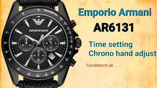 How to set time on Emporio Armani AR6131  Chronograph hands adjust [upl. by Allicsirp]