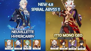 NEW 48 Spiral Abyss Neuvillette Hypercarry amp Itto Mono Geo  Genshin Impact [upl. by Notgnilra350]