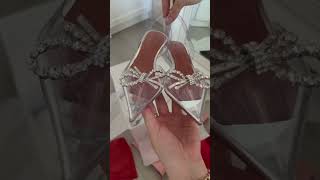 Hottest Designer Shoes Unboxing New Amina Muaddi Rosie Glass Shoes 💕 [upl. by Aihsoem111]