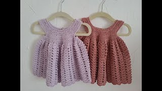 Robe bebe 13 mois au crochet tutorial crochet robes bebe [upl. by Hsirap]