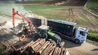 STAMMHOLZ hacken mit FENDT 1042 und MUSMAX WT 12  TBH Tim Bernhart  Transporte  Forst [upl. by Dijam919]