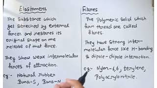 Difference between Elastomers and Fibres [upl. by Avie699]