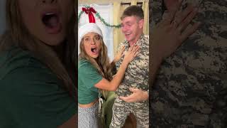 Soldier hides in Christmas present to surprise girlfriend 🥹 [upl. by Nolyarb]