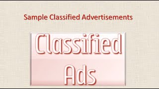 Classified Advertisement Samples  CBSE Class XI Class XII English Core [upl. by Anillek591]