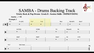 SAMBA  DRUMS IMPROVISING  Trinity Rock amp Pop Drums Grade 8  Session Skills [upl. by Nims198]