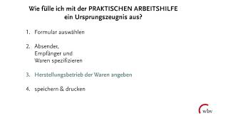 Ursprungszeugnis richtig ausfüllen Beispiel einfach erklärt in der Praktischen Arbeitshilfe IHK [upl. by Atnod640]