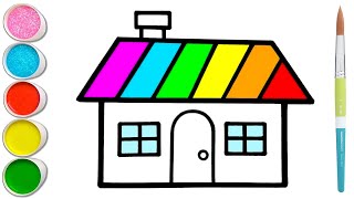 How to Draw a House 🏠 Drawing and Coloring Easy Step by Step [upl. by Budding12]