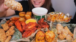 ASMR WINGSTOP MUKBANG FEAST  CHICKEN WINGS TENDERS VOODOO FRIES amp CAJUN CORN NO TALKING [upl. by Namyaw]