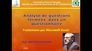 Analyse de questions fermées dans questionnaire traitement par Excel [upl. by Nyar869]