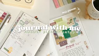 journal with me 📔 AUGUST muji planner monthly spread setup ₊˚🪴 asmr journaling [upl. by Eceerahs]