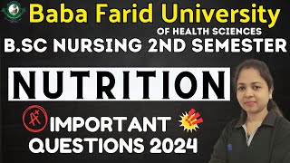 NUTRITION Important Questions  BSc NURSING 2ND SEMESTER  BFUHS BSC NURSING 2024  PUNJAB NURSING [upl. by Sudoeht593]