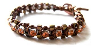 Beading DIY  Leather bracelet using Miyuki beads [upl. by Kristianson]