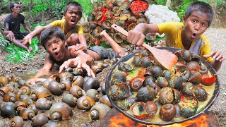 Primitive Technology  Kmeng Prey  Cooking Snails [upl. by Endo184]