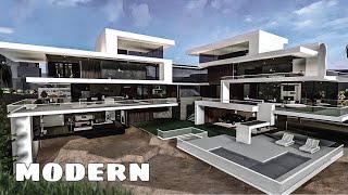 Bloxburg Mansion Modern House no LARGEPLOT  House Build [upl. by Tabor]