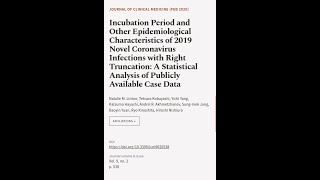 Incubation Period and Other Epidemiological Characteristics of 2019 Novel Coronavirus  RTCLTV [upl. by Caitlin]