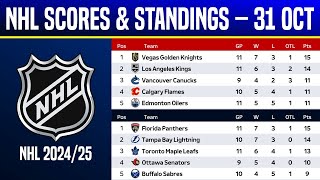 🔵 NHL SCORES amp STANDINGS TODAY ● NHL 202425 ● NHL Highlights ● 31 OCT 2024 [upl. by Orelee]