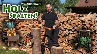 Holz Spalten  Brennholz und Aufschlichten [upl. by Hart]