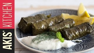 Greek Dolmades  Stuffed Vine Leaves  Akis Petretzikis [upl. by Carey]