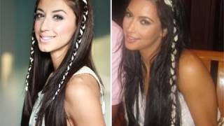 Kim Kardashian Inspired BohoChic Ribbon Braids [upl. by Iddo]