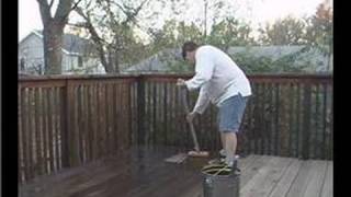 How to Weatherproof a Deck  Deck Staining With a Wool Applicator [upl. by Gulick]