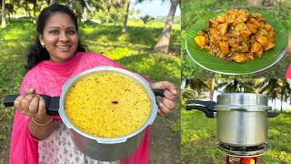 ARISI PARUPPU SADAM  1kg சுவையான அரிசி பருப்பு சாதம் செய்முறை கத்திரிக்காய் உருளைக்கிழங்கு பொரியல் [upl. by Anawat]