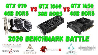 Battle GTX 970 4GB VS 1060 3GB VS 1650 4GB DDR5 2020 latest Sub 100 cards battle [upl. by Mirabelle632]