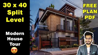 30X40 Split Level House Design  Modern VILLA of 135 Gaj with Beautiful Interior design DV Studio [upl. by Notnef]