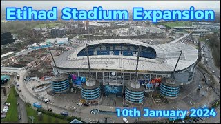 Manchester City  Etihad Stadium Expansion  latest progress  10th January 2024  bluemoon ctid [upl. by Anecusa]